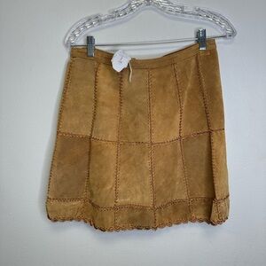 Free People Tan suede patchwork Mini Skirt